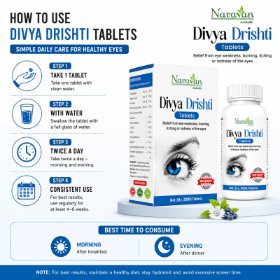 Divya Drishti Tablet Supports Eye Health and Helps Reduce Weakness Dizziness.