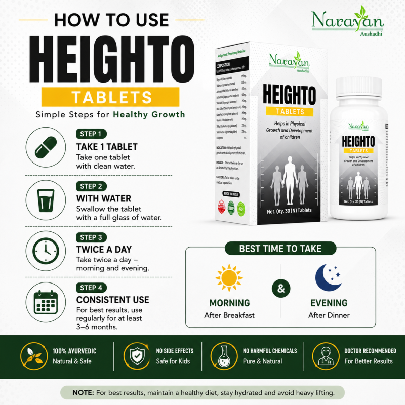 Heighto Tablet Supports Healthy Growth Bone Strength and Physical Development.